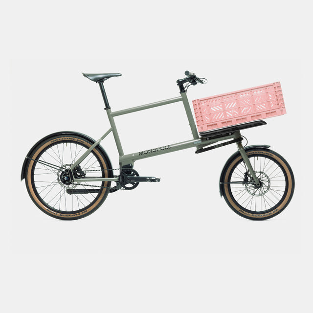 No O1 bio – Size L – Lava gray – Platform rack with crate, milk tea